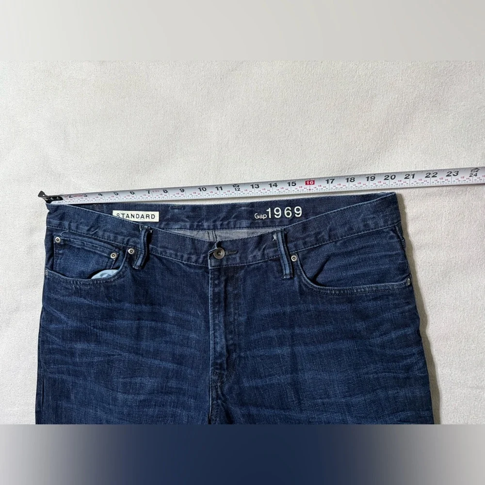Gap 1969 Jeans Mens 40x33 Blue‎ Standard Straight Dark Wash Mid Rise Denim